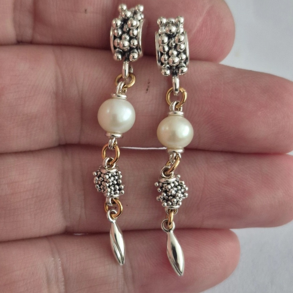 Michael Dawkins Caviar Earrings Sterling Silver 14k Pearls